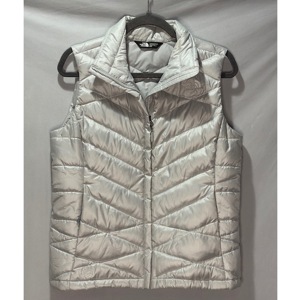 The North Face Aconcagua 550 Down Puffer Vest Metallic Silver Womens Medium